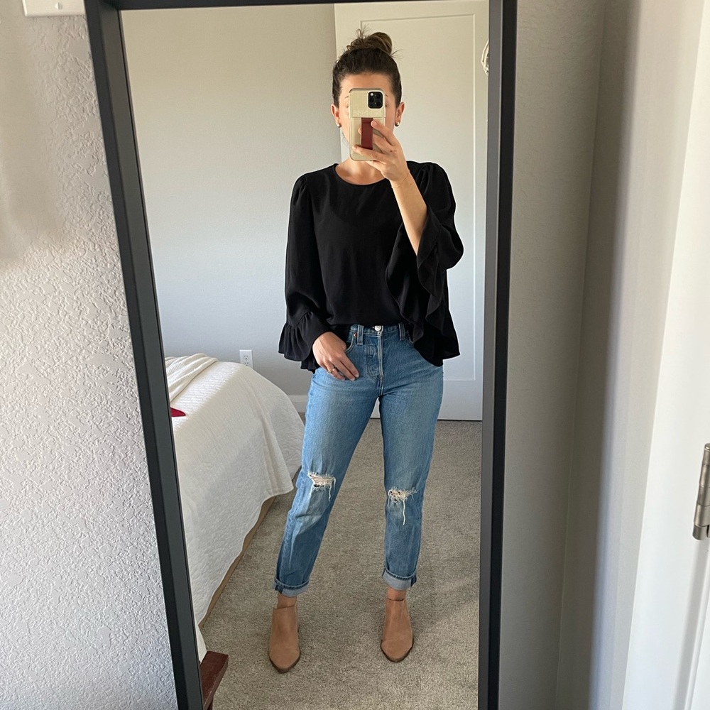 Zara Bell Ruffle Sleeve Top Size XS